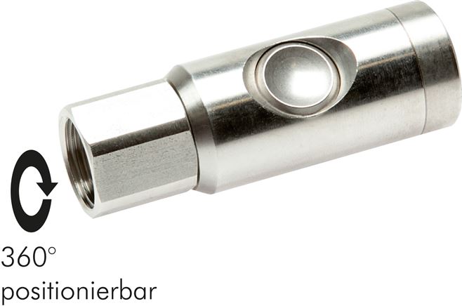 Exemplary representation: Safety push-button coupling with female thread, stainless steel